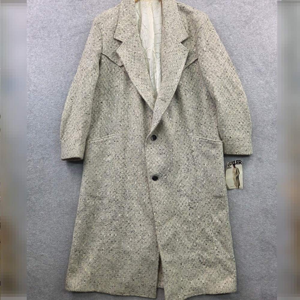 NWT 80s VINTAGE Clubwear Deadstock COTLER Zorba Tweed Overcoat Mens M USA Made
